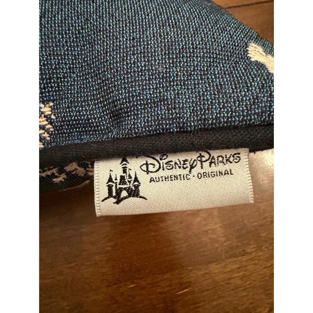 Vintage Mickey Mouse Santa Woven Tapestry Holiday Lumbar Pillow Blue 15x7
